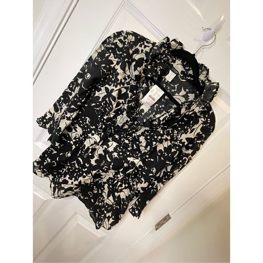 J. Crew women’s 3/4 sleeve black and white blouse NWT
